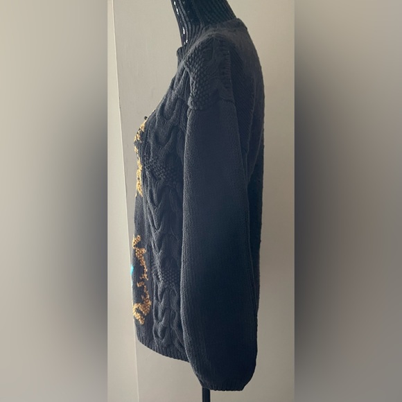 New Edition Grey Cotton Cable Knit Sweater Size Medium - Picture 3 of 15